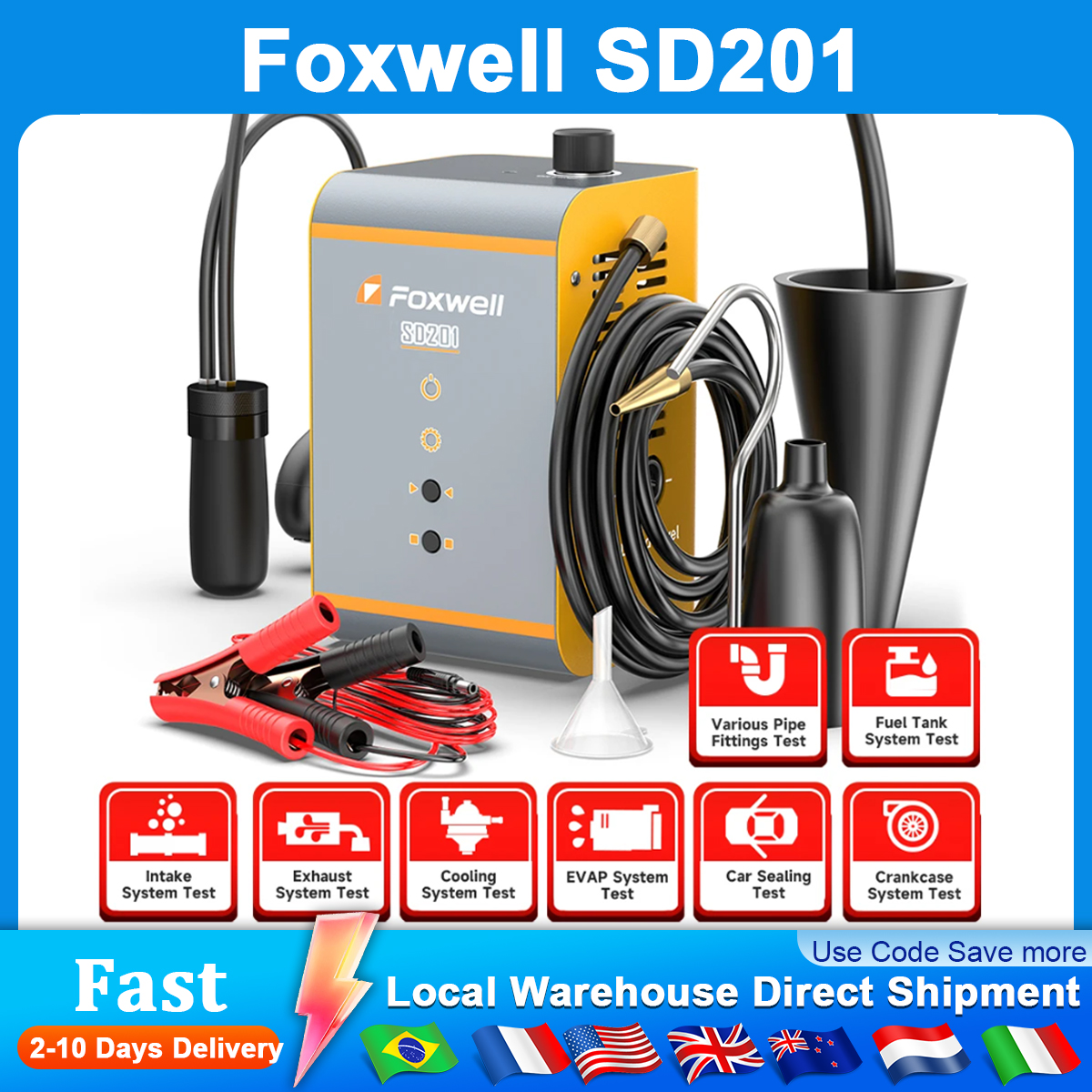 Smoke Leak Detector - FOXWELL SD201 12V Car Smoke Leak