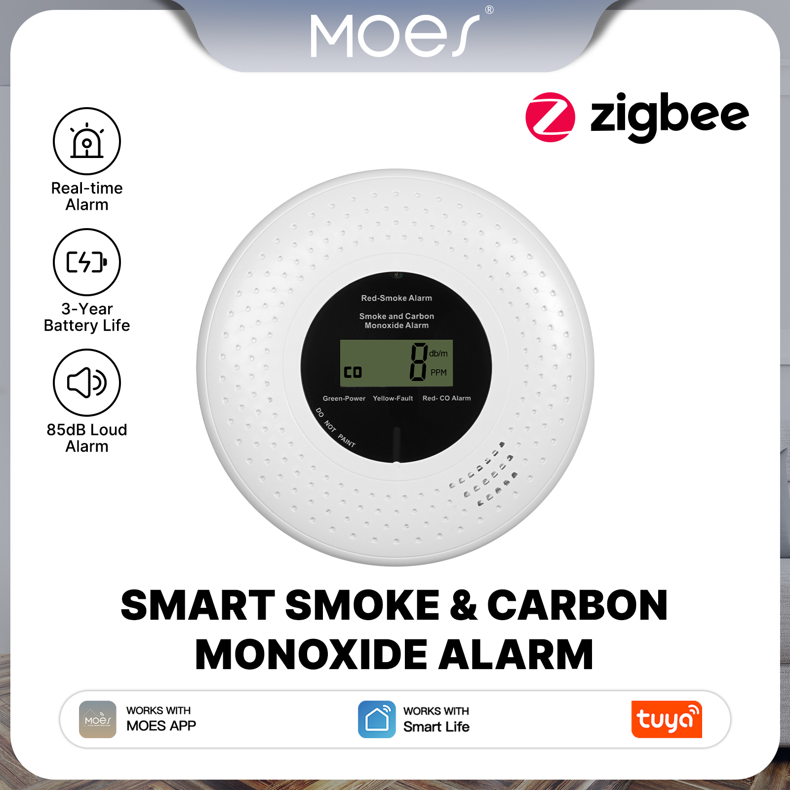 Smoke Leak Detector - MOES Tuya Zigbee Smart Smoke Carbon