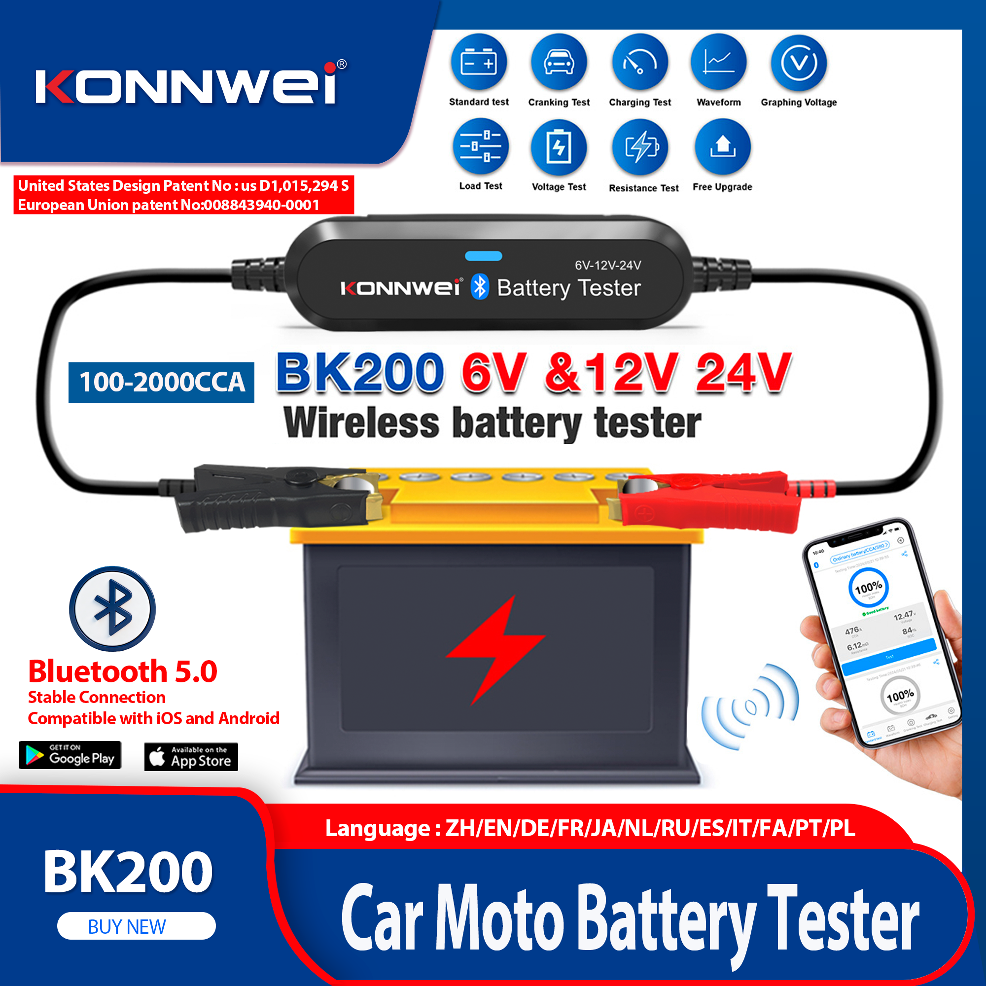 2026 KONNWEI BK200 Bluetooth 5 - Battery Load Tester recension och pris