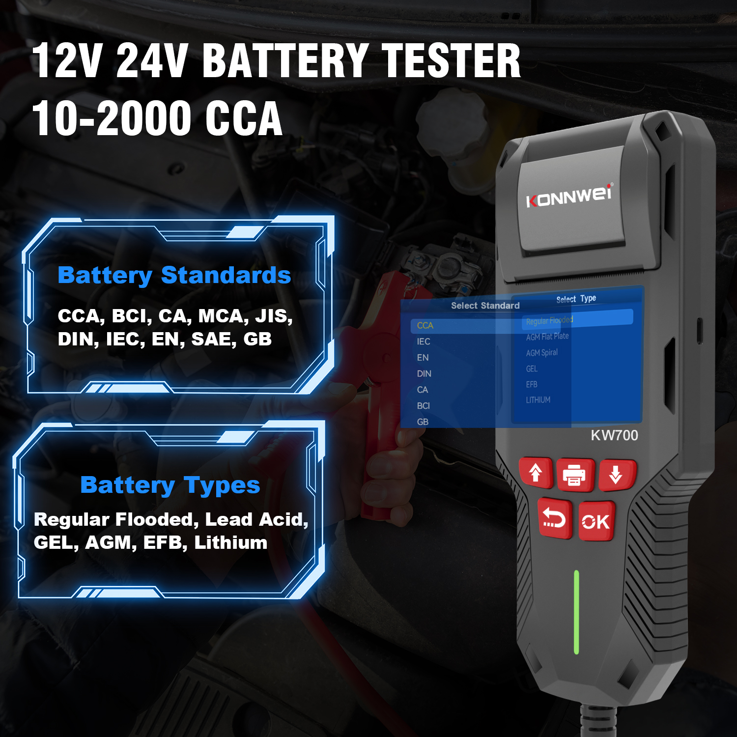 KONNWEI KW700 12V 24V Car & Tr - Battery Load Tester recension och pris